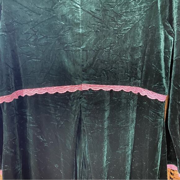 Tunnel vision Lashline Green Velvet Dress with Pink Accents witchy whimsigoth XL - Picture 11 of 13